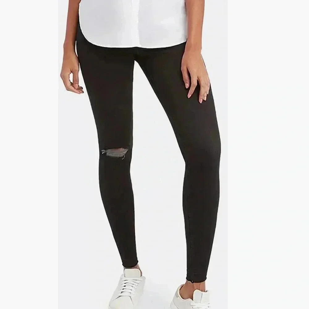SPANX Distressed Ankle Skinny Jeans in Vintage Black Size X-Small NWT